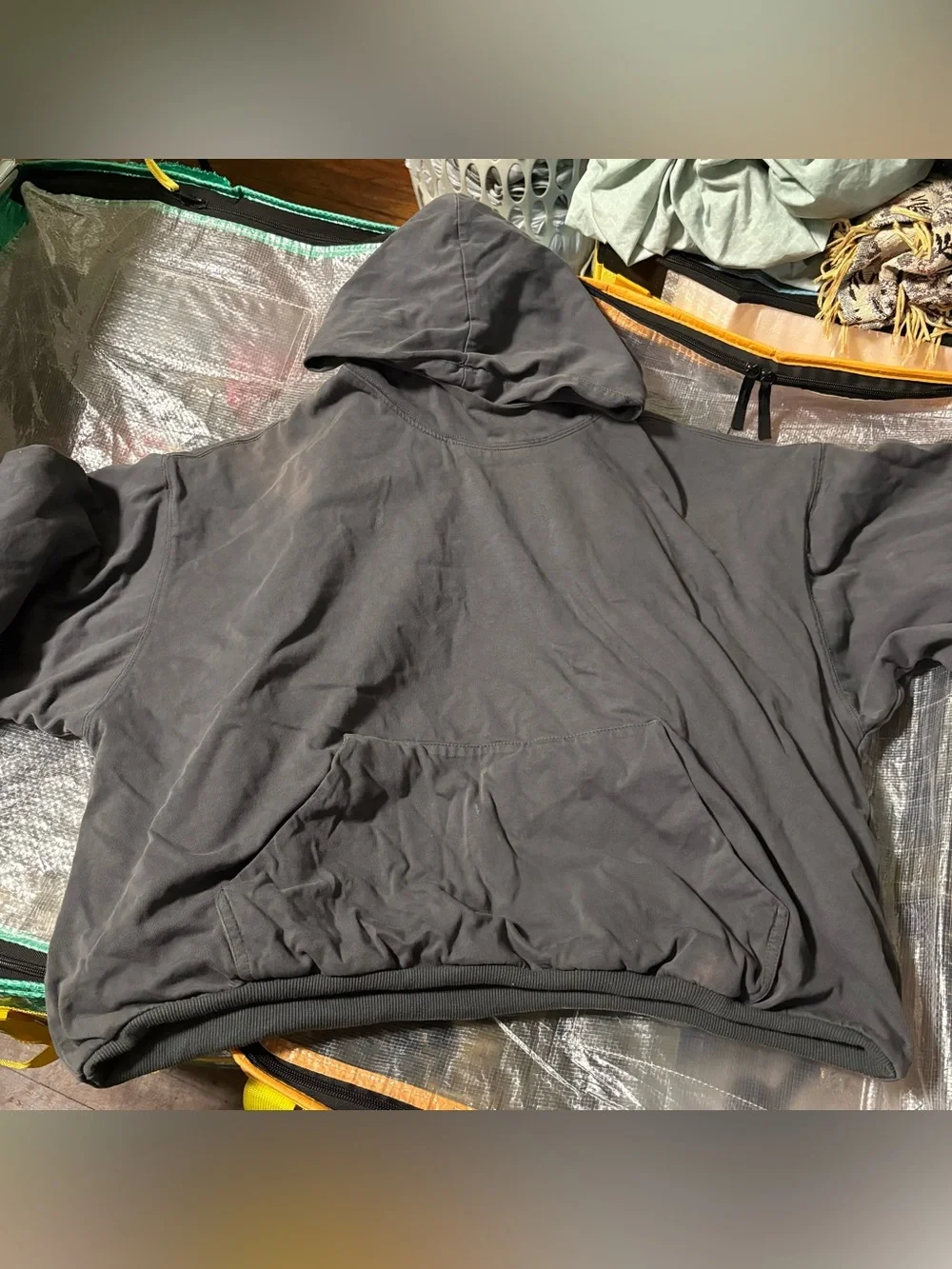 BELLIFY Faded Wash Oversized Boxy Hoodie in Charcoal L